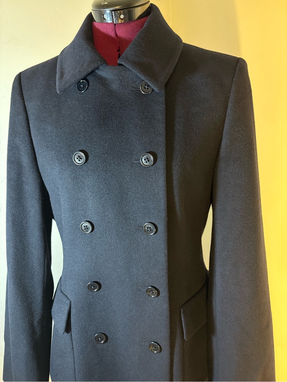 Brooks Brothers vintage women’s wool and cashmere 3/4 coat navy double breasted